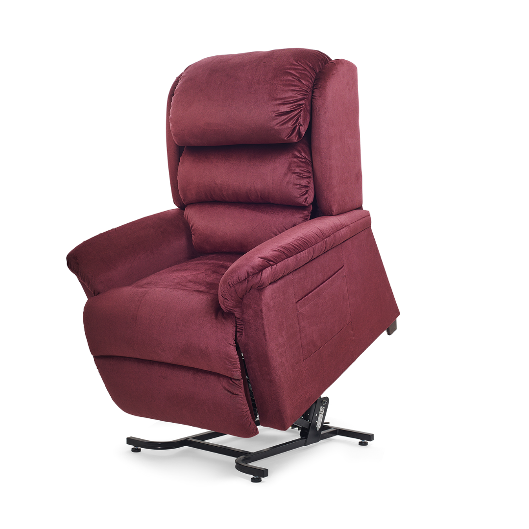 Golden Tech PR766 Relaxer MaxiComfort® Ultimate Recliner with Assisted Lift - Small - Shiraz in raised position